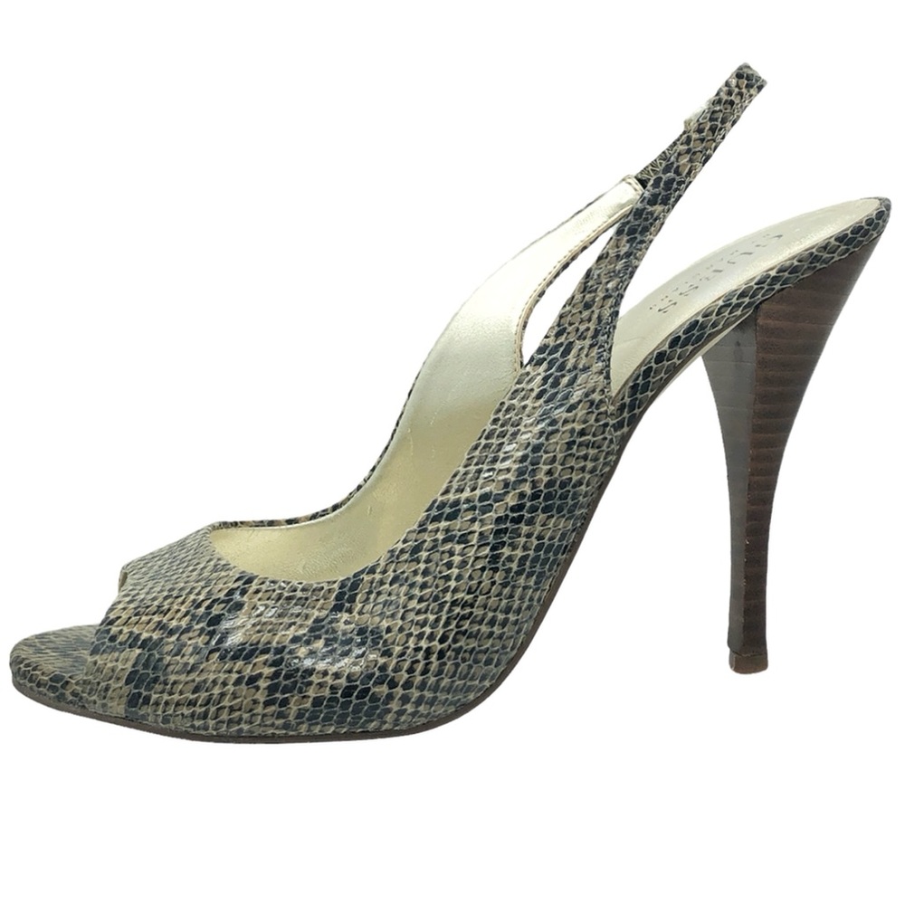 Guess by Marciano Snakeskin Peeptoe Heels